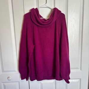 Free People Magenta Cowl Neck Sweater Size Large